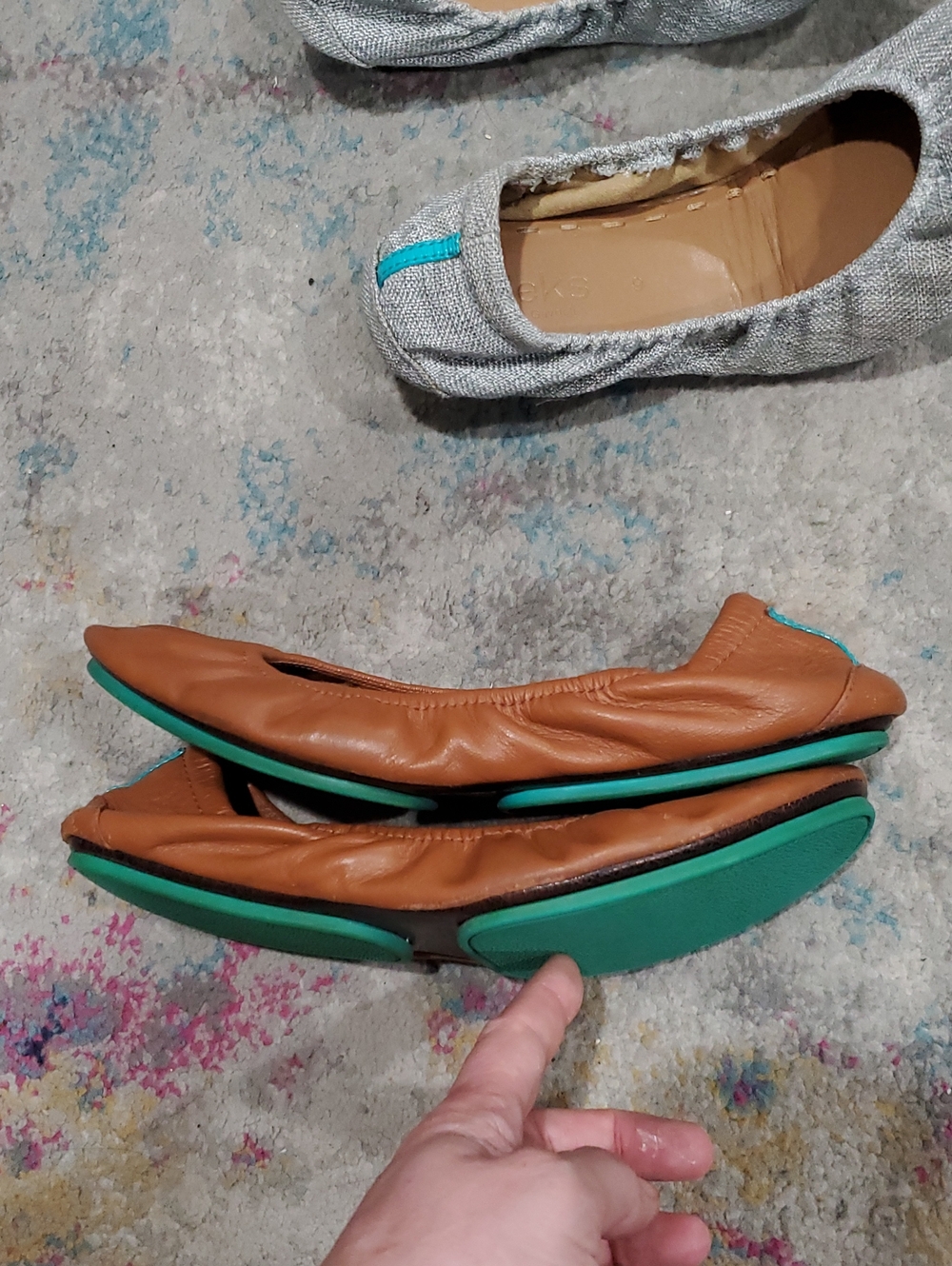 3 Pair Tieks - Silver Lake, Blue, And Brown - Size 9 - Picture 8 of 16